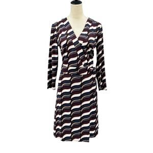 Ann Taylor NWT TALL Fall Colors Geometric Print Long Sleeve Classic Wrap Dress